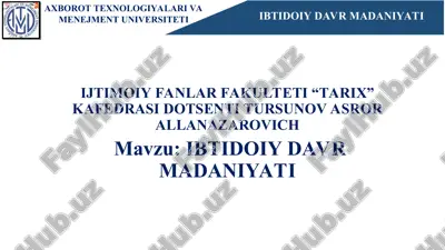 ibtidoiy davr madaniyati — PPT
