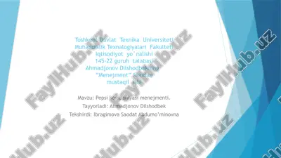 pepsi kompaniyasi menejmenti — PPTX