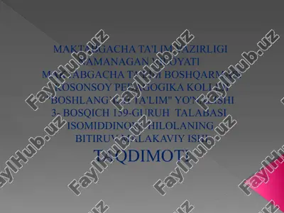 isomiddinova hilolaning bitiruv malakaviy ishi taqdimoti — PPTX