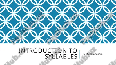 introduction to syllables — PPTX