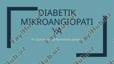 diabetik mikroangiopatiya — PPTX