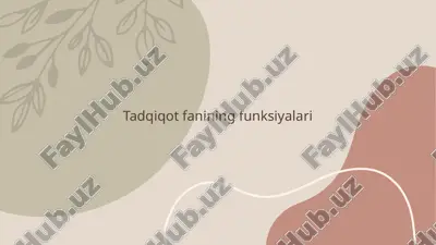 tadqiqot fanining funksiyalari — PPTX