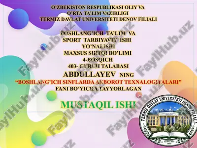 fani tayyorlagan mustaqil ish — PPTX
