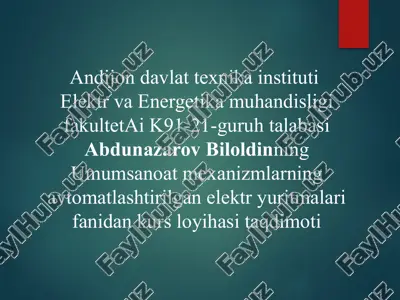 nasosni “tkr –d” tizimini hisoblash — PPTX