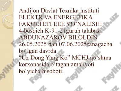 amaliyotibo‘yichahisoboti — PPTX
