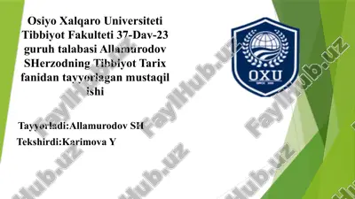 tibbiyot tarixi — PPTX