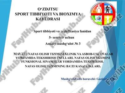 sport tibbiyotiva bioximya kafedrasi — PPTX
