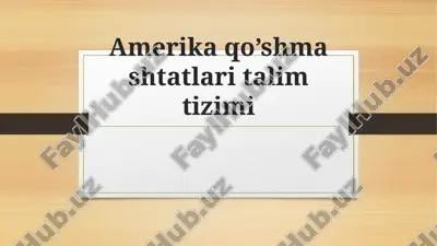 amerika qo’shmashtatlar ittifaqi tizimi — PPTX