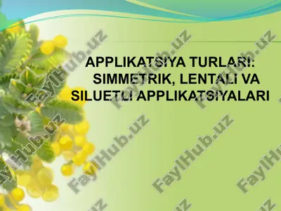 applikatsiya turlari: simmetrik, lentali va siluetli applikatsiyalari — PPTX