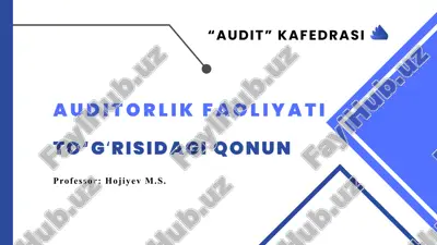 auditorlik faoliyati to‘gʻrisidagi qonun — PPTX
