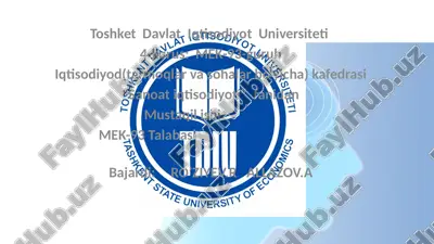 **qurilishni boshqarishning iqtisodiy asoslari** — PPTX
