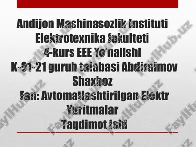 avtomatlashtirilgan elektr yuritmalar taqdimotishi — PPTX