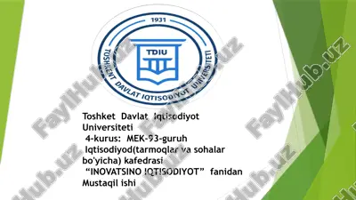 innovatsiya loyihalari: yangi g'oyalar — PPTX