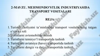 turistik transport vositalari — PPTX
