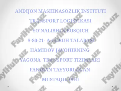 transport logistikasi yo'nalishida bojxona nazoratining vazifalari, turlari va usullari — PPTX