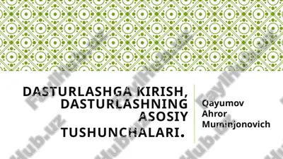 dasturlashgakirish, dasturlashning asosiy tushunchalari — PPTX