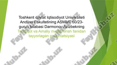 tadqiqot va amaliy ishlar prezentatsiyasi — PPTX
