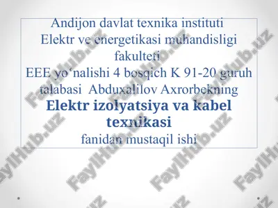 kabel izolyatsiyasi — PPTX