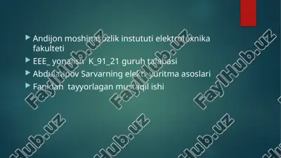 abdulatipov sarvarning elektryuritma asoslari — PPTX