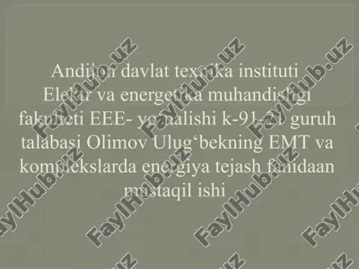 sanoatda asinxron motorlarning energiya tejashimkoniyatlari — PPTX