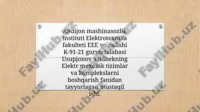 o'zgaruvchan tok motorini reverslash sxemasini tuzish — PPTX