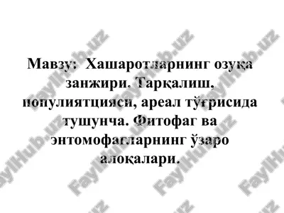 xasharotlarning ozuqa zanjiri — PPT