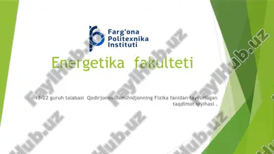 kondensatorlar va ularning texnikada qo'llanilishi — PPTX