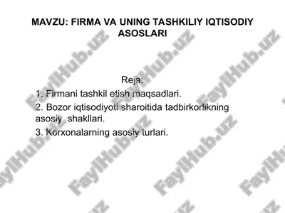 firma va uning tashkiliy iqtisodiy asoslari — PPT