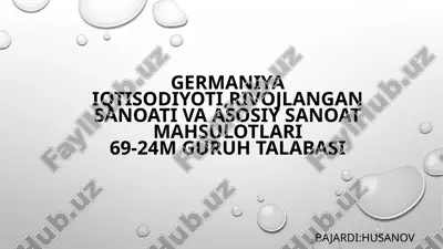 germaniya iqtisodiyoti, rivojlangan sanoati va asosiy sanoat mahsulotlari69-24 — PPTX