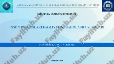 inson resurslari faoliyatini baholash uslublari — PPTX