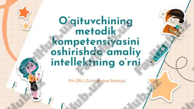 o’qituvchining metodik kompetensiyasini oshirishda amaliy intellektning o’rni — PPTX