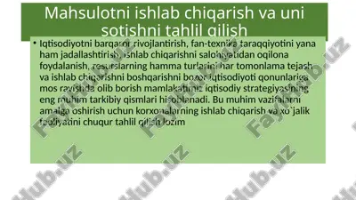 iqtisodiyotni ishlash va uning tadqiqotlarini analiz qilish — PPTX