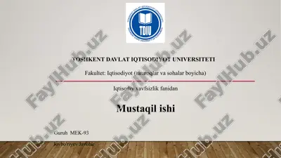 globallashuv jarayonlarining mamlakatlari iqtisodiy xavfsizligi — PPTX