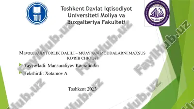 auditorlik dalilik - muayyan moddalar — PPTX