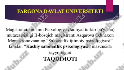 kasbiy salomatlik psixologiyasi — PPTX