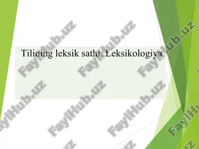 hozirgi o‘zbek adabiy tilining leksik sathi va leksikologiyasi — PPT