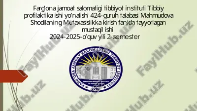 laboratoriya tekshirishlari uchun suvnamalarni olish va baholash — PPTX