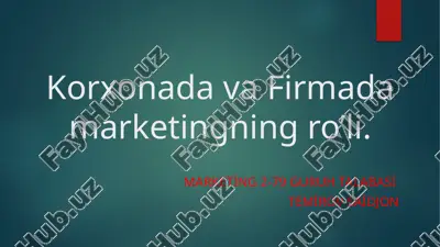 marketingning g’oyaviy asoslari — PPTX