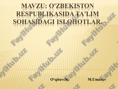 o'zbekiston respublikasida ta'lim sohasidagi ishonotlar — PPT