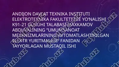 eskalatorlar haqida umumiy ma'lumotlar — PPTX