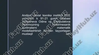elektrotexnika asosiy elementlari matematik modeli — PPTX