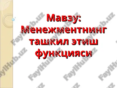 menegmentning tashkilotish funksiyasi — PPT