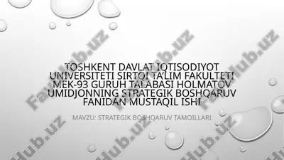 strategik boshqaruv tamoillari — PPTX