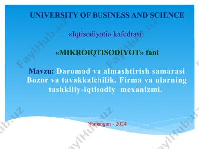 mikroiqtisodiyot fanining daromad va almashtirish samarasi — PPTX
