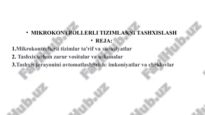 mikrokontrollerli tizimlarni tashxislash — PPTX