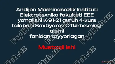 yo‘lovchi lift elektr yuritmasi — PPTX