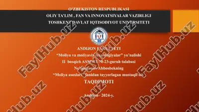investitsion dasturlarni moliyalashtirishning nazariy asoslari — PPTX