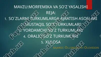 morfemika va so'zyasalishi — PPTX