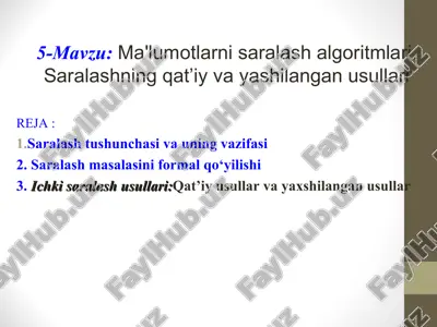 saralash algoritmlari — PPT