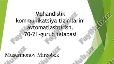 issiqlik ta’minotining suvli ikki quvurli ochiq tizimi — PPTX